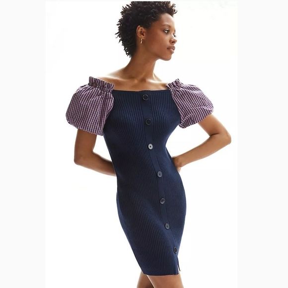 ANTHROPOLOGIE | Maeve Puff-Sleeved Mini Dress - Picture 1 of 4